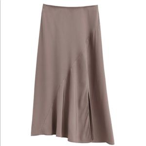 Cuyana Crepe De Chine Silk Asymmetrical Skirt - Mushroom - Small